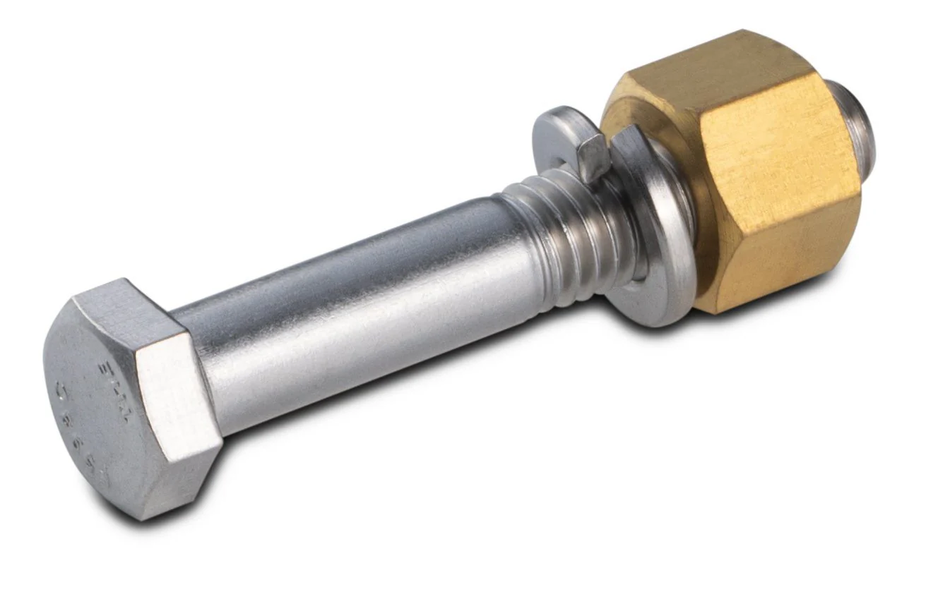 why is a brass nut used with stainless steel?