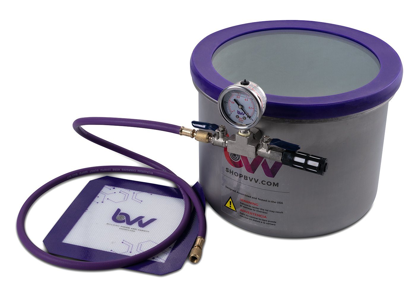 BVV 3 Gallon Wide Stainless Steel Side Mount Vacuum Chamber Questions & Answers