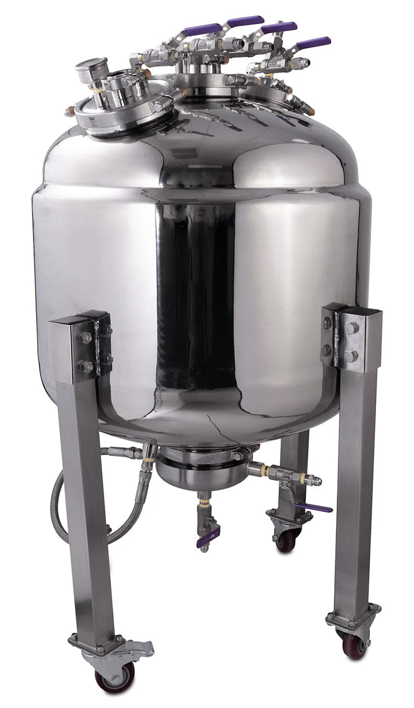Pre-Built 150L 304SS Jacketed Collection and Storage Vessel with 12" Tri-Clamp Port and Locking Casters Questions & Answers